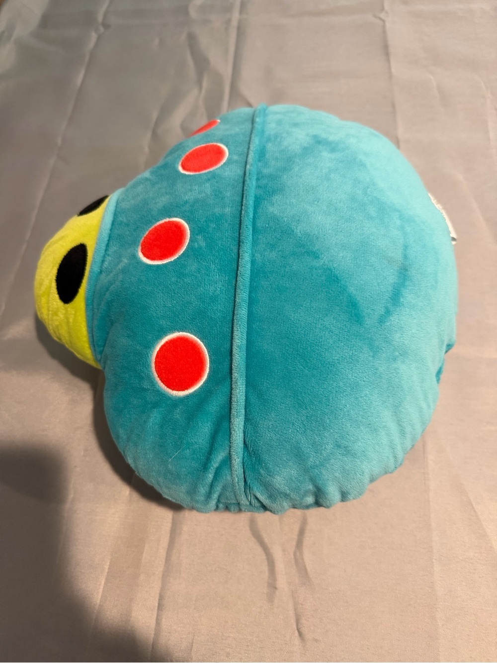 Plush Kids Space alien Pillow - Blue with Red Dots